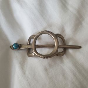 Vintage silver and turquoise hair clasp Zuni